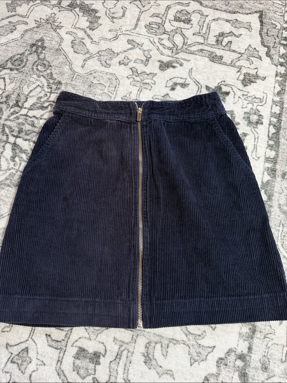 Navy Corduroy Gap Front-Zip Skirt